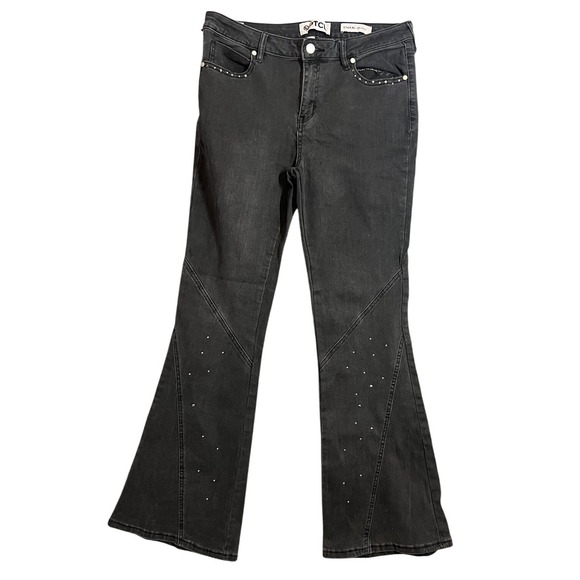 PTCL, ETHIKAL BRAND Denim - PTCL ETHIKAL BRAND Women's Black Studded Flare Jeans Size 31 Stretch Denim